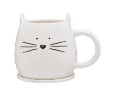 Premier HousewaresÂ âÂ Cat Taza y Posavasos, Marfil, 380Â ml, 2Â Piezas
