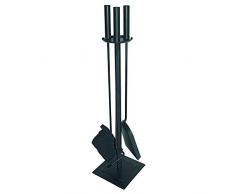 JVL â Malham contemporáneo Chimenea Conjunto de Herramientas, Acero, Negro, 15 x 15 x 61 cm, 3 Piezas