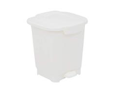 Tramontina Cubo de basura y basura de 15 litros con pedal y tapa, plástico, 31 cm de largo x 34 cm de ancho x 37,5 cm de alto, blanco, 92811410