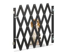 Relaxdays Barrera Seguridad NiÃ±os BambÃº, Valla Escaleras Plegable hasta 126 cm, 70-82 cm Alto, Reja Mascotas, Negro