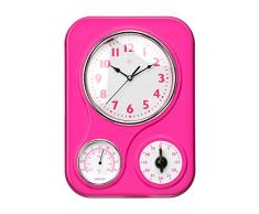 Premier Housewares - Reloj de Pared con termómetro y Temporizador de Cocina, Color Rosa