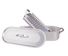 Ollas Agnelli Pesciera con Parrilla y Tapa de Aluminio, 2 manijas en Acero Inoxidable, Plata, 40x13 cm