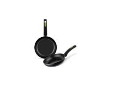 Monix TERRA - Set 2 sartenes aluminio forjado 20-24cm, antiadherente bicapa sin PFOA, apta para todo tipo de cocinas e inducciÃ³n, negro