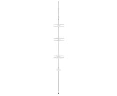 Amazon Basics - Estante de ducha esquinero, colocación a presión, 4 niveles, aluminio, altura ajustable hasta 274 cm