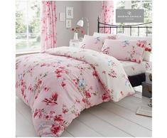 Gaveno Cavailia 11147565 - Juego de Funda de edredÃ³n y Funda de Almohada, poliÃ©ster y algodÃ³n, Rosa, tamaÃ±o King, diseÃ±o de Flores de pÃ¡jaro (230 x 220cm)