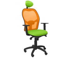 Piqueras Y Crespo (PIQU7) Silla Jorquera Malla Naranja Asiento Bali Verde Pistacho con cabecero Fijo Oficina, Talla Unica