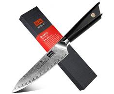 SHAN ZU Cuchillo Universal15cm, Cuchillo de Cocina Damasco de Acero AUS-10 Japones, Cuchillo Chef de 6 Pulgadas, Cuchillo de Cocinero con Mango G10, Ultra Afilado