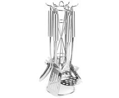 Russell Hobbs RH00123 Juego de Utensilios de Cocina de Acero Inoxidable con Soporte, De 6 Piezas, Incluye una Cuchara sÃ³lida y ranurada, cucharÃ³n, machador de patatas y cuchara para pasta, Plateado