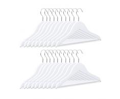 Relaxdays Pack de Perchas Infantiles, Madera, Blanco, 18 x 30,5 x 0,5 cm