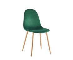 ZONS â Lote de 4 sillas de comedor de terciopelo, color verde y madera