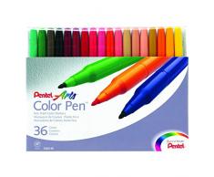 Pentel S360-36 - Juego de rotuladores con punta de fieltro (36 unidades, varios colores)
