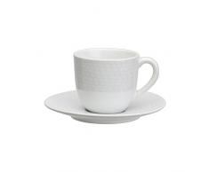Avet Spain Juego de Tazas para CafÃ© con Plato, Gres, Blanco, 6.8x6.82x6 cm, 6 Unidades