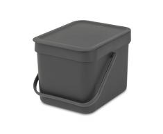 Brabantia Sort & Go Cubo de Basura, 6 L, Plástico, Gris, 26.5x20x18 cm