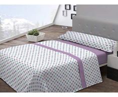 Pierre Cardin Juego sábanas coralina Topos 105 cm. Morado, 100Percent_poliéster, Cama de 105