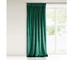 Eurofirany Velvet Terciopelo (1 Unidad), Color Verde Oscuro Elegante Cortina Lisa para salÃ³n o Dormitorio, poliÃ©ster, 140 x 270 cm