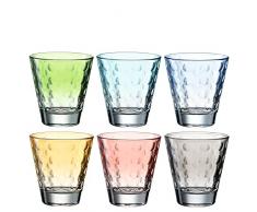 Leonardo Optic 025906 - Juego de 6 vasos de agua aptos para lavavajillas, vasos de cristal de colores, 6 unidades, 215 ml