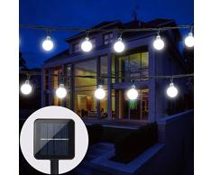 Cadena de luces solares Baoant para jardÃn, exteriores con boldas de LED, 6 m, 30 luces LED, 2 modos, luz blanca frÃa, impermeable, iluminación para Navidad