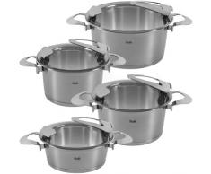 Fissler solea 016-120-04-000/0 Juego de ollas de alta calidad, compuesto por 4 piezas, con funciones prácticas y tapaderas de vidrio