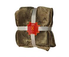 miasuite i sogni italiani Manta de Invierno de Forro Polar, hipoalergÃ©nica, 130 x 160 cm, Efecto Terciopelo Brillante, diseÃ±o Elegante, Suave al Tacto, Lavable a mÃ¡quina, Color Oliva