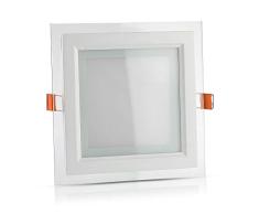 V-TAC 4547 - Luminaria de techo empotrable cuadrada led (cristal 18 W 6000 K luz blanca frÃ­a 1620 lm Ã¡ngulo de dispersiÃ³n de 120Â° 198 x 198 mm exterior 40 mm con fuente de alimentaciÃ³n no regulable VT-1881G SQ)