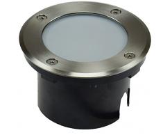 ChiliTec 22379 - Foco LED para suelo (empotrable, redondo, plano, 7 cm, IP67, resistente a la intemperie, 5 W, para entrada, terraza, 4500 K, 340 lúmenes), acero inoxidable, color gris y plateado