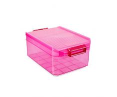 TATAY 1150212 - Caja de Almacenamiento Multiusos con Tapa, 4.5l de Capacidad, Plástico Polipropileno Libre de BPA, Rosa Fucsia, 19.20x29.70x12.40 cm