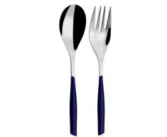 Bugatti GLBU-021F11/12 Glamour - Juego de Cuchara y Tenedor de Servicio (Acero, 25 x 12 x 3 cm), Color Azul Marino