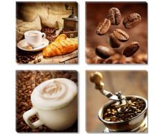 Visario 6603 - FotografÃ­a sobre Lienzo (4 Piezas, 4 x 30 x 30 cm), diseÃ±o de cafÃ©