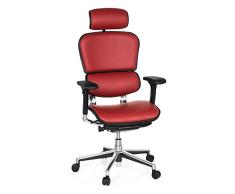 hjh OFFICE 652242 Silla de Ejecutivo ERGOHUMAN Cuero Rojo, Silla de Oficina, Silla giratoria ergonÃ³mica, Soporte Lumbar Flexible