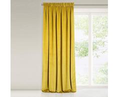 Eurofirany Velvet Senf - Cortinas de Terciopelo, Cinta fruncidora, Elegante, Lisas, Suaves, para salón, Dormitorio, salón, poliéster, 140 x 270 cm