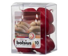 Bolsius Velas flotantes, Cera, Rojo Oscuro, 0.3 x 0.3 x 0.45 cm, 10 Unidades