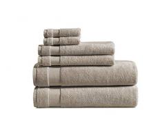 AmazonBasics - Toallas de uso diario, 2 de baño, 2 de mano y 2 de lavabo, Marrón topo