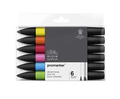 Winsor & Newton - Set de Rotuladores ProMarker, 6 Unidades, Tonos Vibrantes