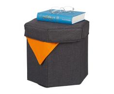Relaxdays Sitzhocker Taburete Plegable con Espacio de Almacenamiento (Acolchado, 31 x 36 x 32 cm), Color Gris Oscuro, 1 Unidad