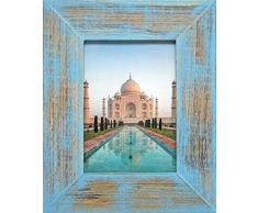 Henzo India 10x15 Blau Marco de Fotos, Madera, Azul, 10 x 15 x 1.5 cm