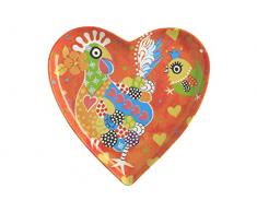 Maxwell & Williams Love Hearts Plato con Forma de CorazÃ³n con DiseÃ±o del Baile del Pollo de Porcelana, 15,5 cm â Rojo