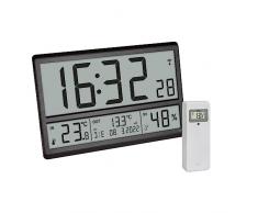TFA Dostmann Digital XL 60.4523.01 - Reloj de Pared Digital XL con Temperatura Exterior y Clima Ambiente, Radio Reloj de 24 Horas, Fecha Completa, Color Negro, (L) 360 x 235 x (H) 28 (84) mm