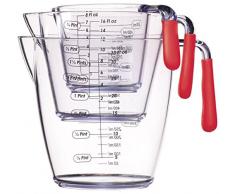 Kitchen Craft Colourworks CWMJUGSETRED - Juego de 3 jarras medidoras de acrÃ­lico (200, 400 y 900 ml), Color Rojo