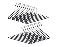 Relaxdays – , Antideslizante, para Pantalones Perchas para Pantalones, Goma de Metal, Ahorra Espacio, Set, Negro, 20er Set