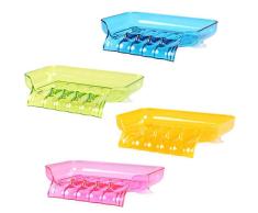 Mnixy Jabonera de para el Baño la Ducha Portátil para Viajes Caja Contenedor Desagüe Jabonera para Platos de baño Ventosa Jabonera con Ventosa Jabonera Drenaje Accesorios (4 Piezas)