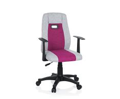 hjh OFFICE 670930 Silla para niños KIDDY Extra Tela Gris/Rosa con reposabrazos Silla giratoria Infantil Silla de Escritorio