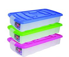 MSV 344 - Caja de almacenaje con ruedas (plástico, 30 L), transparente