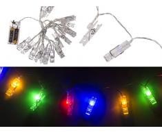 Cadena de luces, clips de fotos, con 16 LED que cambian de color, aprox. 5,5 cm, L: aprox. 4,57 m.