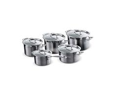 Le Creuset BaterÃa de cocina con tapas a medida, 10 piezas, 3 Ollas, 1 Cacerola, 1 Cazo, Acero inoxidable, Volumen 2.3, 4.0, 6.0, 3.0, 1.9 L, Para todo tipo de fuentes de calor, Metálico
