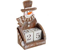 WeRChristmas – Figura de muñeco de Nieve decoración de Navidad Calendario de Adviento, Madera, 16 cm