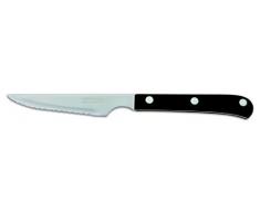 Arcos Cuchillo Chuletero Hoja Serrada de Acero Inoxidable Nitrum Mango Polioximetileno, Negro, 115 mm