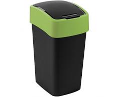 CURVER 02171 â 847 â 00 Multiusos para Papelera Flip 25L en Negro/Verde, plástico, 34 x 26 x 47 cm
