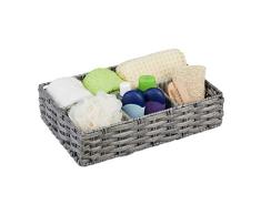 Relaxdays Cesta de almacenaje con 4 Compartimentos, Cesta Trenzada, Cesta Decorativa para Cuarto de baño, plástico, 8 x 31 x 21 cm, Color Gris