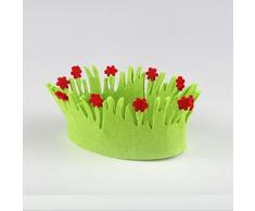 Mopec A475 Cesto Oval Flores Rojas de 15 cm, Fieltro, Multicolor, Talla Ãºnica