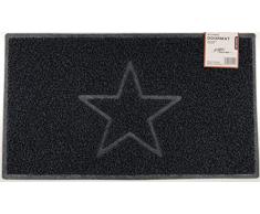 Nicoman Estrella Felpudo Logotipo en Relieve Rizos de Vinilo Entrada Bienvenido Lavable Alfombra-(Usar sÃ³lo al Aire Libre), PequeÃ±o (60x40cm), Negro